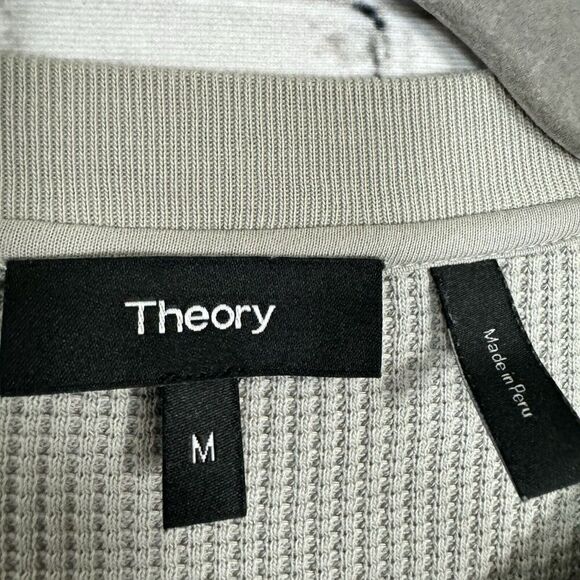 Theory Womens Easy Sweatshirt Easy Waffle Knit Top Size M Pima Cotton Ash Gray - Picture 5 of 14